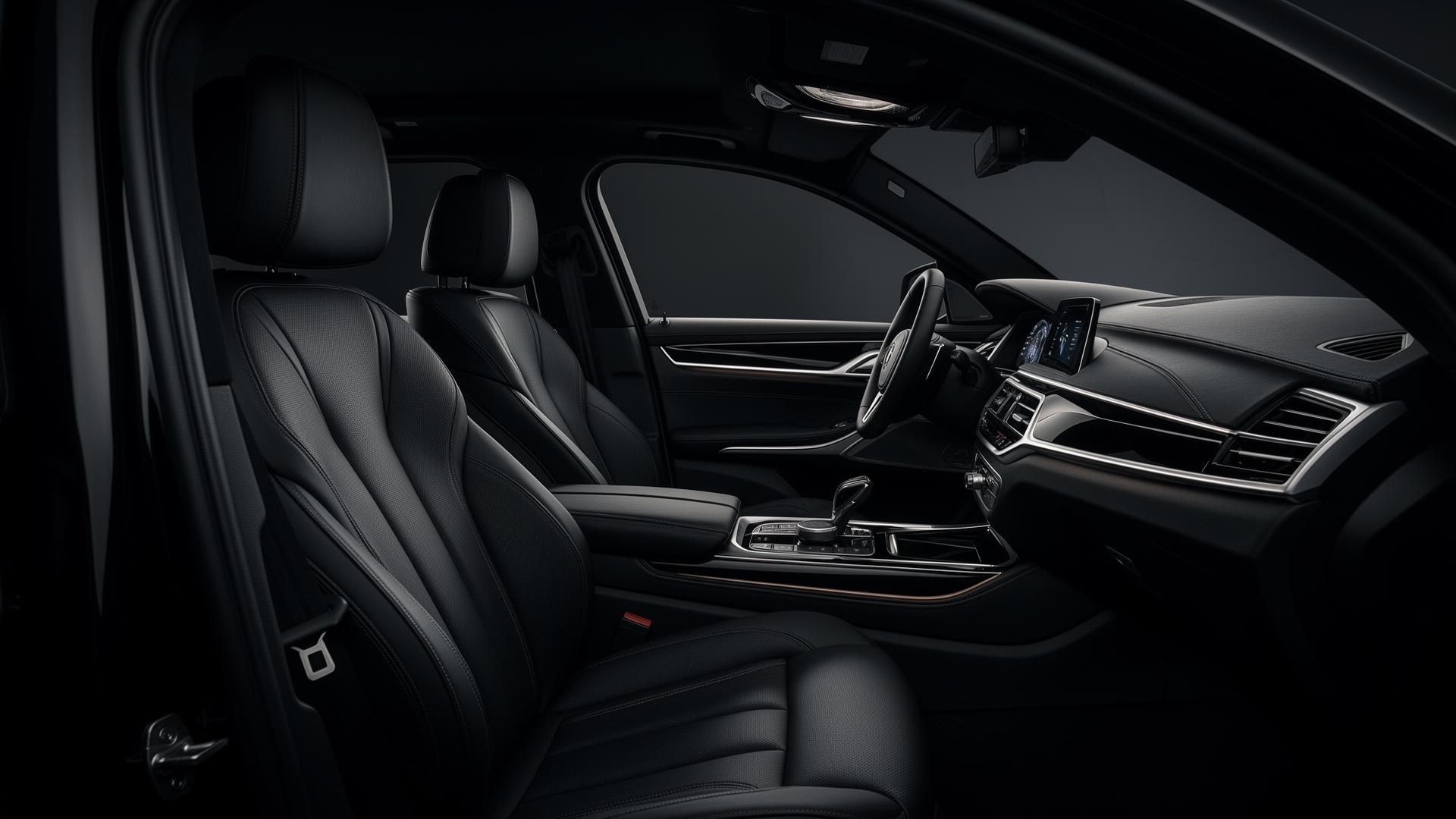 Black leather executive SUV interior